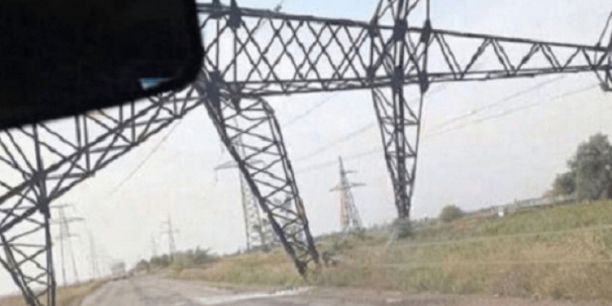 Загадочное падение опоры ЛЭП от Запорожской АЭС в Крым