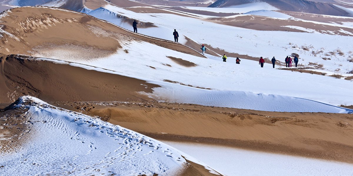 Пустыня в снегу: аномальная зима парализовала Саудовскую Аравию Пустыня в снегу: аномальная зима парализовала Саудовскую Аравию