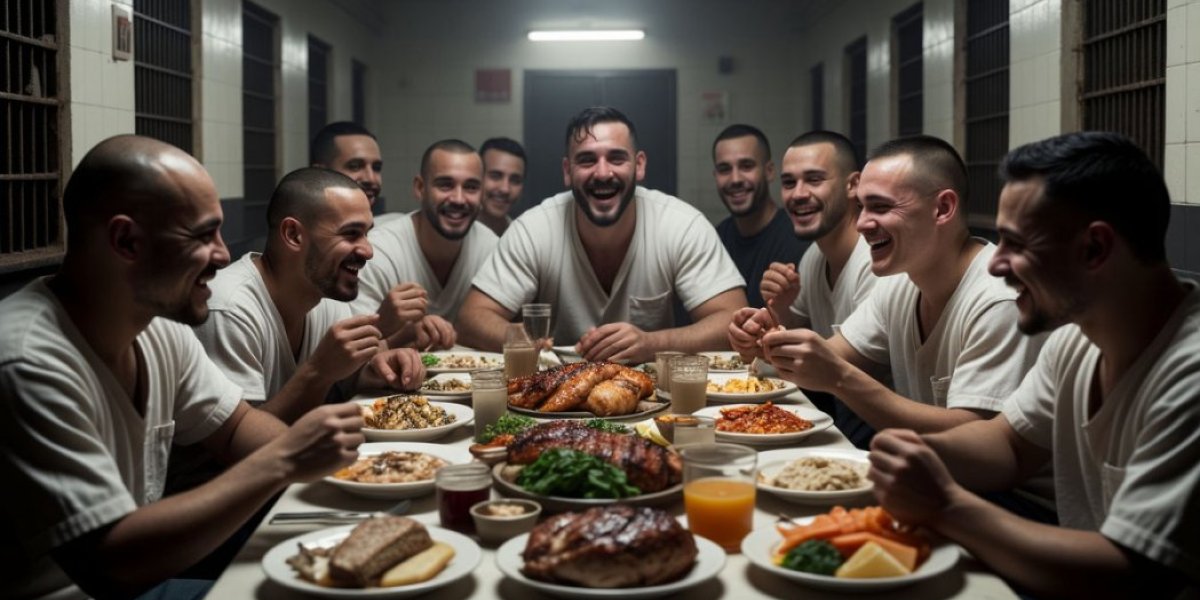 А для террористов из «Крокуса» тоже праздник устроили? Шикарный банкет заключённых А для террористов из «Крокуса» тоже праздник устроили? Шикарный банкет заключённых